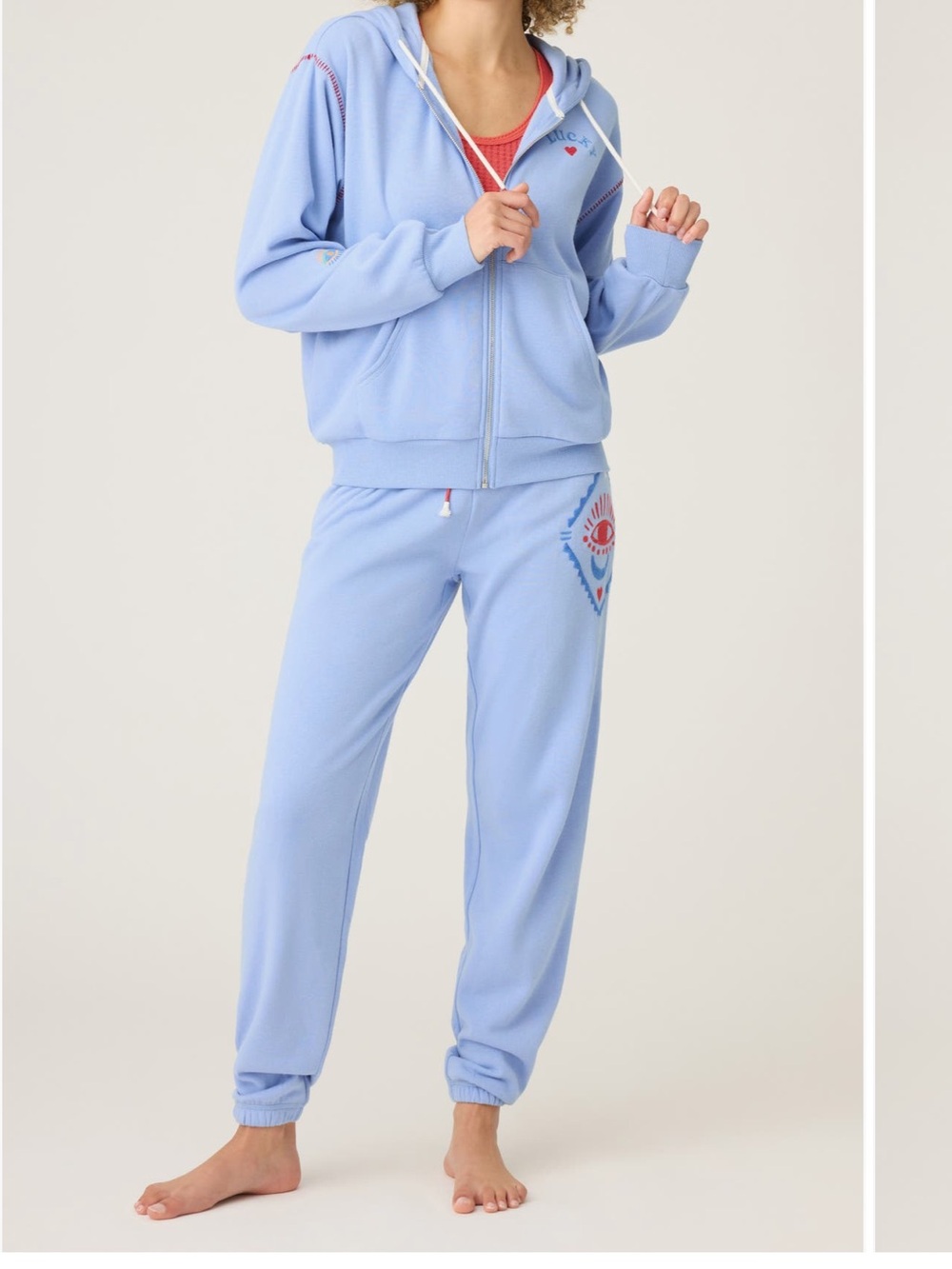 PJ Salvage Lady Luck Hoodie Set Blue Small